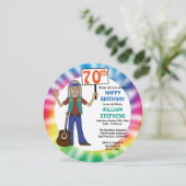 Oude Hippie Hippy Tie Dye 70th Birthday Party Kaart (Staand voorkant)