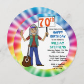Oude Hippie Hippy Tie Dye 70th Birthday Party Kaart (Voorkant / Achterkant)