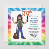 Oude Hippie Hippy Tie Dye 70th Birthday Party Kaart (Voorkant)