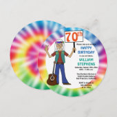 Oude Hippie Hippy Tie Dye 70th Birthday Party Kaart (Voorkant / Achterkant)