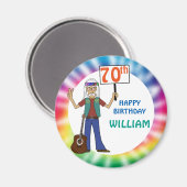 Oude Hippie Hippy Tie Dye 70th Birthday Party Magneet (Voorkant / Achterkant)