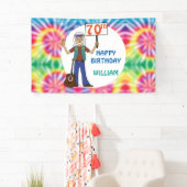 Oude Hippie Hippy Tie Dye 70th Birthday Party Spandoek (Insitu)