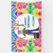 Oude Hippie Hippy Tie Dye 70th Birthday Party Spandoek (Verticaal)