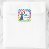 Oude Hippie Hippy Tie Dye 70th Birthday Party Vierkante Sticker (Tas)