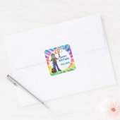 Oude Hippie Hippy Tie Dye 70th Birthday Party Vierkante Sticker (Envelop)