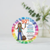 Oude Hippie Hippy Tie Dye 90th Birthday Party Kaart (Staand voorkant)