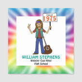 Oude Hippie Hippy Tie Dye Class Reunion Naamplaatje (Voorkant)