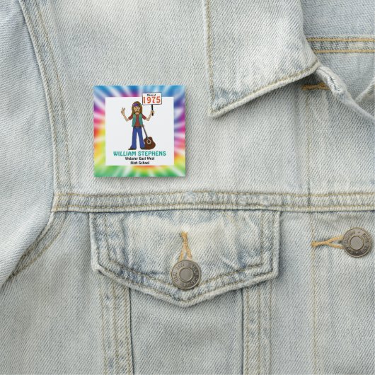 Oude Hippie Hippy Tie Dye Class Reunion Naamplaatje (In situ)