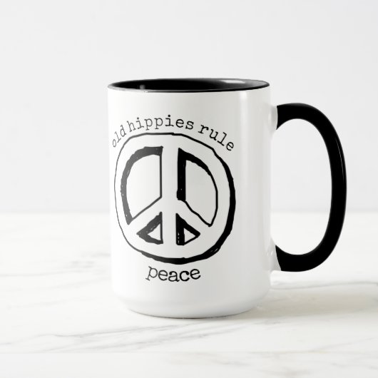 Oude Hippies Regel, Vredesteken Koffie Mok (Rechts)