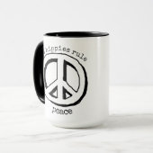 Oude Hippies Regel, Vredesteken Koffie Mok (Voorkant links)