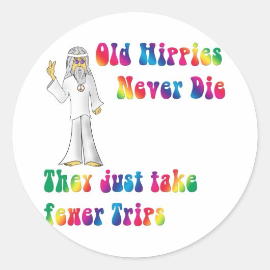 Oude Hippies Ronde Sticker (Voorkant)