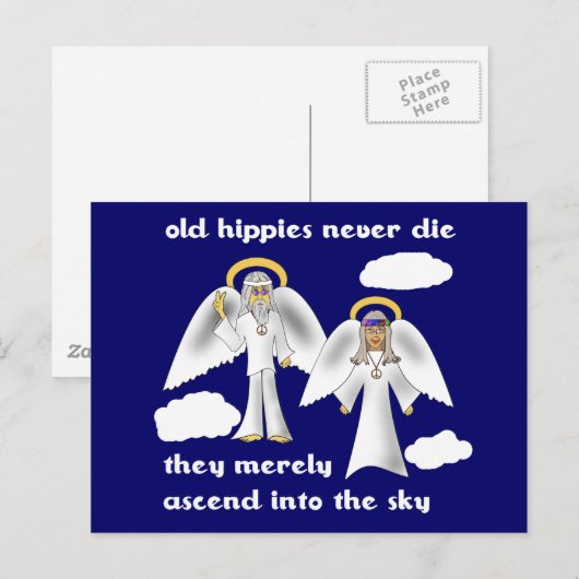 Oude Hippies sterven nooit Briefkaart (Voorkant / Achterkant)