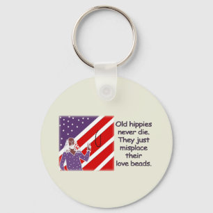 Oude Hippies sterven nooit... Button Sleutelhanger