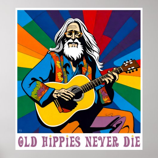 Oude Hippies sterven nooit Poster (Voorkant)