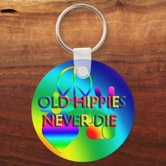 Oude Hippies sterven nooit Sleutelhanger (Voorkant)