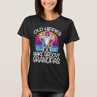 Oude hippies worden groovy grootvaders Retro 70s T-shirt