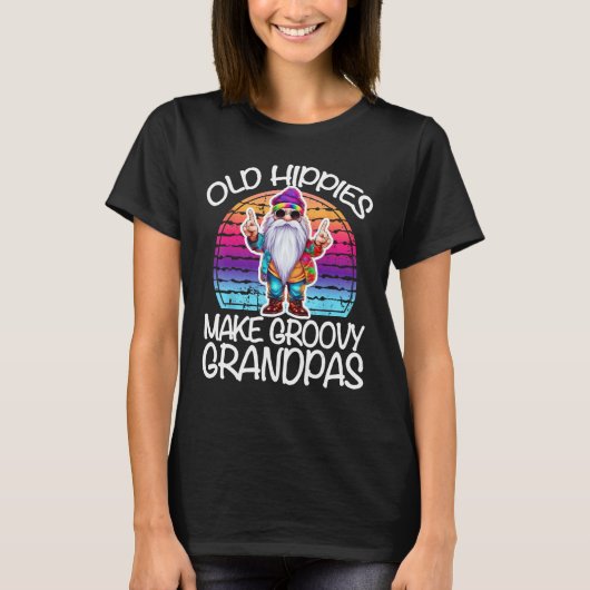 Oude hippies worden groovy grootvaders Retro 70s   T-shirt (Voorkant)