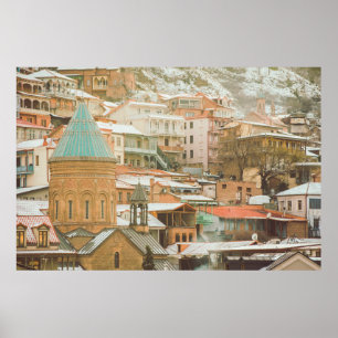 Oude historische gebouwen van Tbilisi. Kaukasus re Poster
