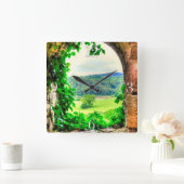 Oude historische sites, Castle Ruins of Britain Vierkante Klok (Huis)