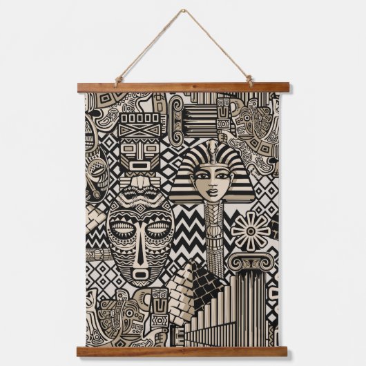 Oude Historische Symbolen Tattoo stijl Hangend Wandkleed (Voorkant)