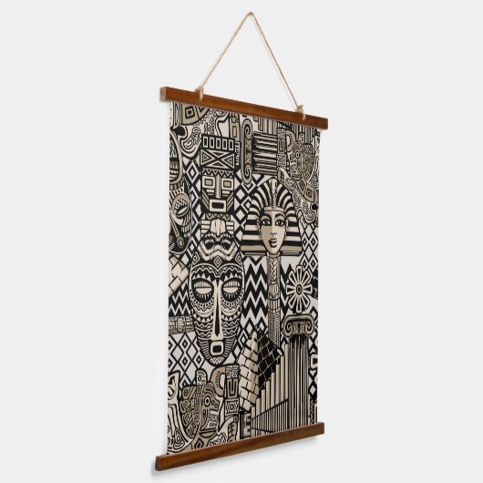 Oude Historische Symbolen Tattoo stijl Hangend Wandkleed (Gebogen)