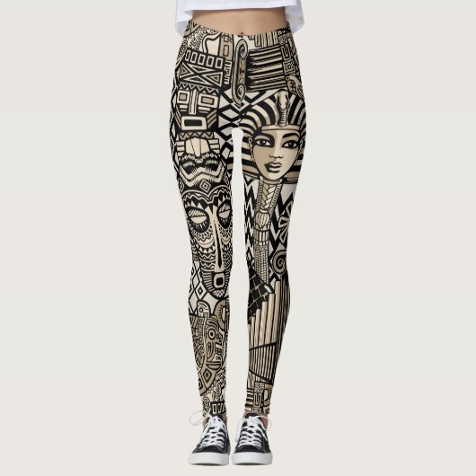 Oude Historische Symbolen Tattoo stijl Leggings (Voorkant)