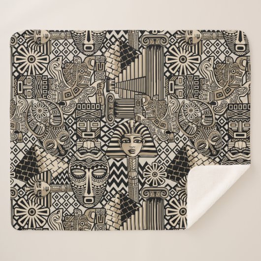 Oude Historische Symbolen Tattoo stijl Sherpa Deken (Voorkant (horizontaal))