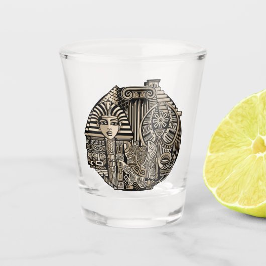 Oude Historische Symbolen Tattoo stijl Shot Glas (Voorkant)