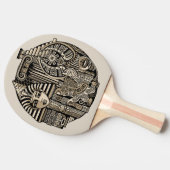 Oude Historische Symbolen Tattoo stijl Tafeltennisbatje (Zijkant)