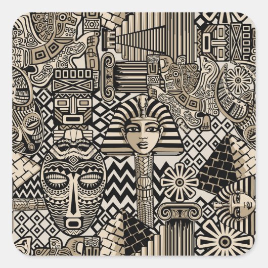 Oude Historische Symbolen Tattoo stijl Vierkante Sticker (Voorkant)