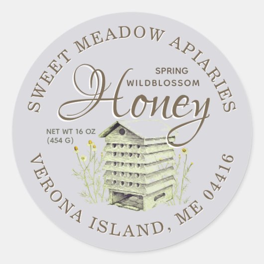 Oude Hive Spring Wilde bloesem Honing Fancy Ronde Sticker (Voorkant)