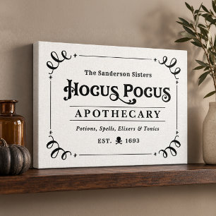 Oude Hocus Pocus Apotheek Zwart en Wit Canvas Afdruk