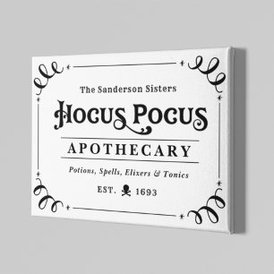 Oude Hocus Pocus Apotheek Zwart en Wit Canvas Afdruk