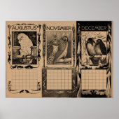 Oude Hollandse kalender vogels blanco Poster (Voorkant)