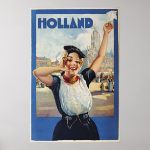 Oude Hollandse Reisposter Amsterdamse Meisje Poster