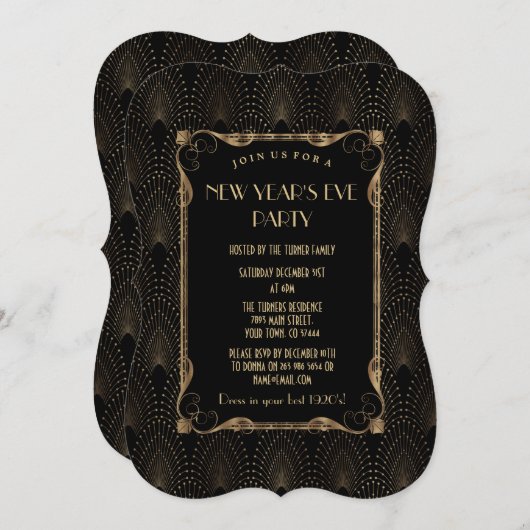 Oude Hollywood Charme Gatsby Nieuwjaarsfeest Kaart (Voorkant / Achterkant)