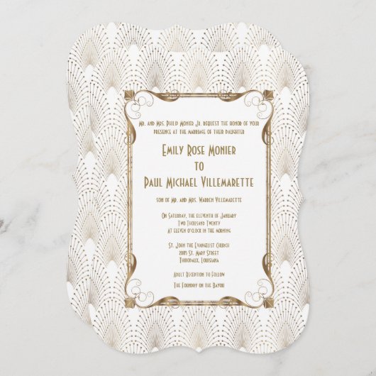 Oude Hollywood Great Gatsby Witte Trouw Uitnodigin Kaart (Voorkant / Achterkant)