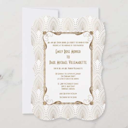 Oude Hollywood Great Gatsby Witte Trouw Uitnodigin Kaart (Voorkant)