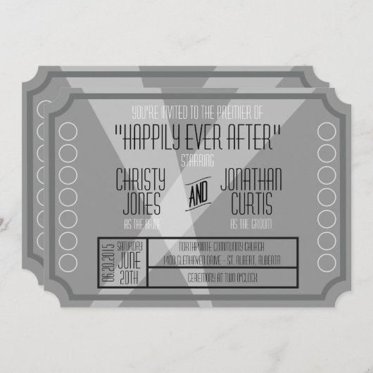 Oude Hollywood Ticket Stijl Uitnodiging (Voorkant / Achterkant)