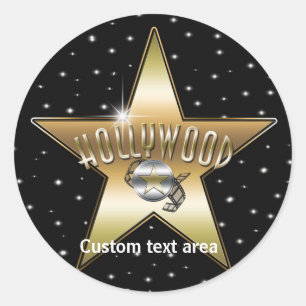 Oude Hollywood-typografie Gouden Ster Feeststicker Ronde Sticker