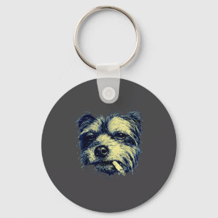 Oude hond die sigaret rookt grappige Yorkie meme  Sleutelhanger