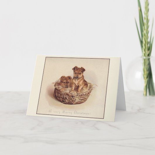 Oude Honden in Mand Christmas Kaart (Voorkant)