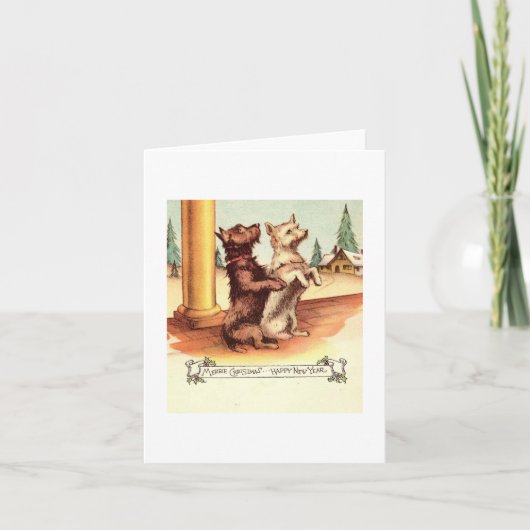 Oude Honden Kerstkaart Kaart (Voorkant)