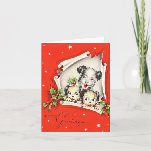 Oude Honden Trio Kerst Kaart (Voorkant)
