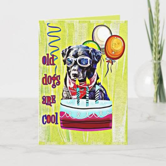 Oude honden zijn Cool Happy Birthday Kaart (Voorkant)