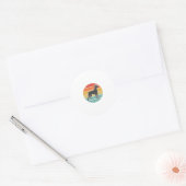 Oude honden zonsondergang Silhouet Vector ontwerp_ Ronde Sticker (Envelop)