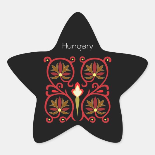 Oude Hongaarse bloempatroon Ster Sticker (Voorkant)
