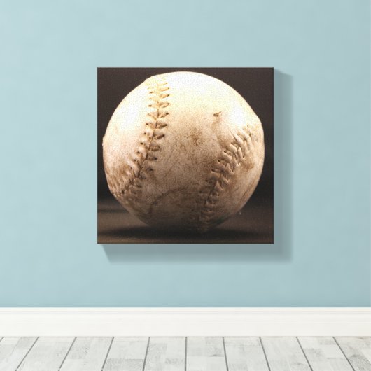 Oude honkbal canvas afdruk (Insitu (Houten vloer))