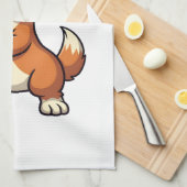 Oude Honkbal Corgi Hond Vangende Cartoon Vector Theedoek (Quarter Fold)