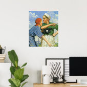 Oude honkbal, kinderen, jongens die sporten poster (Thuiskantoor)